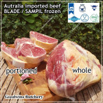 Beef BLADE Australia frozen daging sapi sampil portioned 4cm 1.5" +/- 1.3kg/pc (price/kg) brand in stock AMH